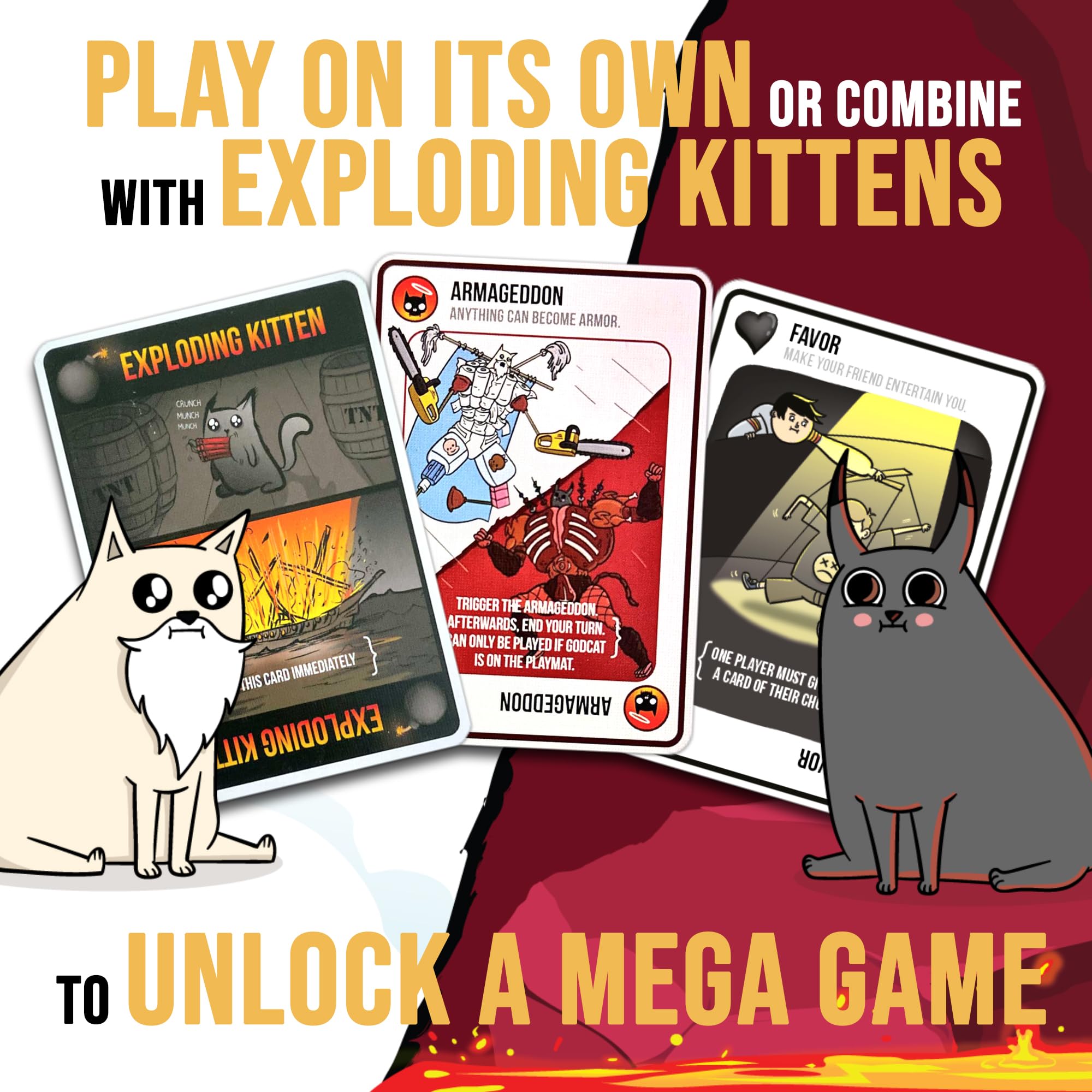 Instruction manual included to help new players learn Exploding Kittens Good vs Evil.