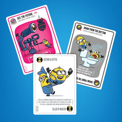 Minions illustrations on cards create a lively table atmosphere during gaming.