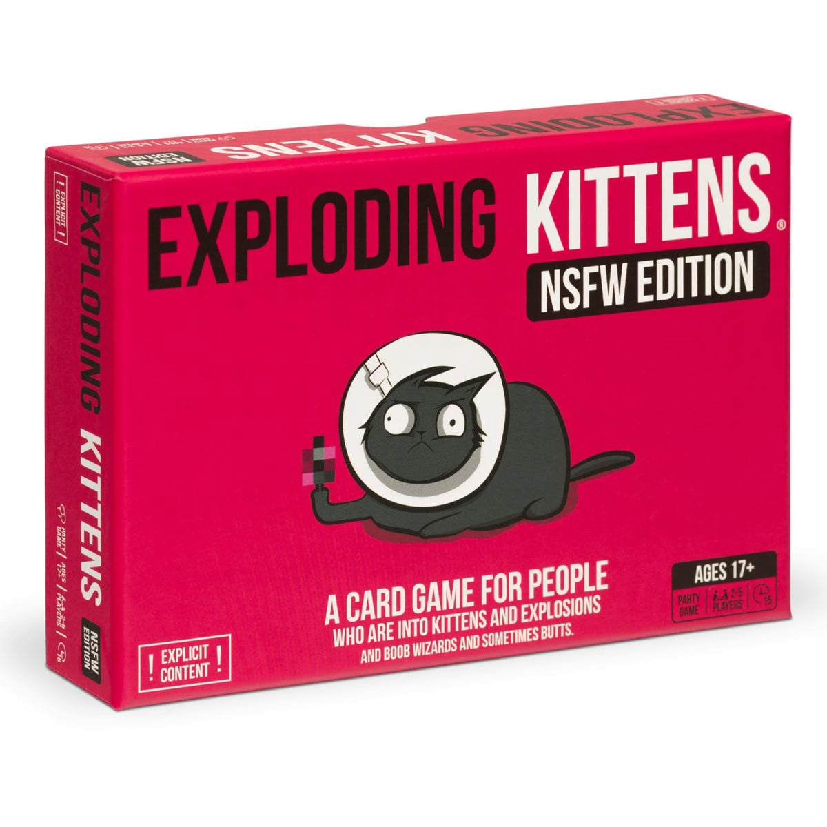 Exploding Kittens NSFW Edition pack shot highlights the full 56-card deck for adult game nights.