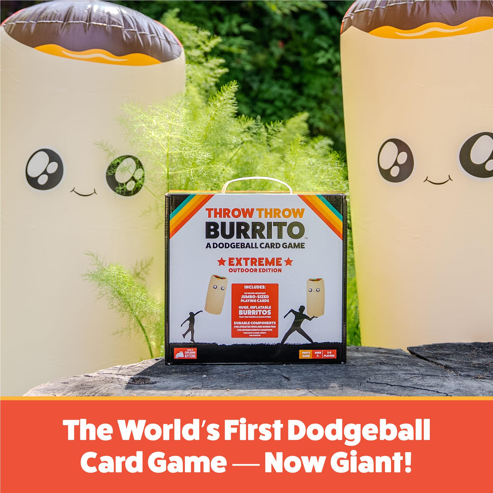 Exploding Kittens oversized cards in use during a sunny backyard game
