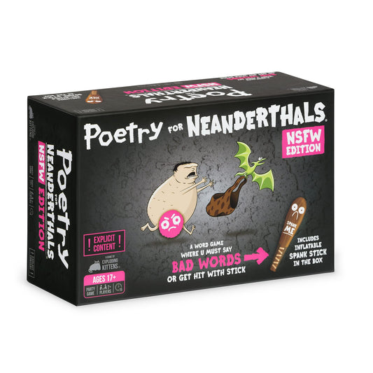 Exploding Kittens Poetry for Neanderthals NSFW Edition cards spark bold adult word guessing.