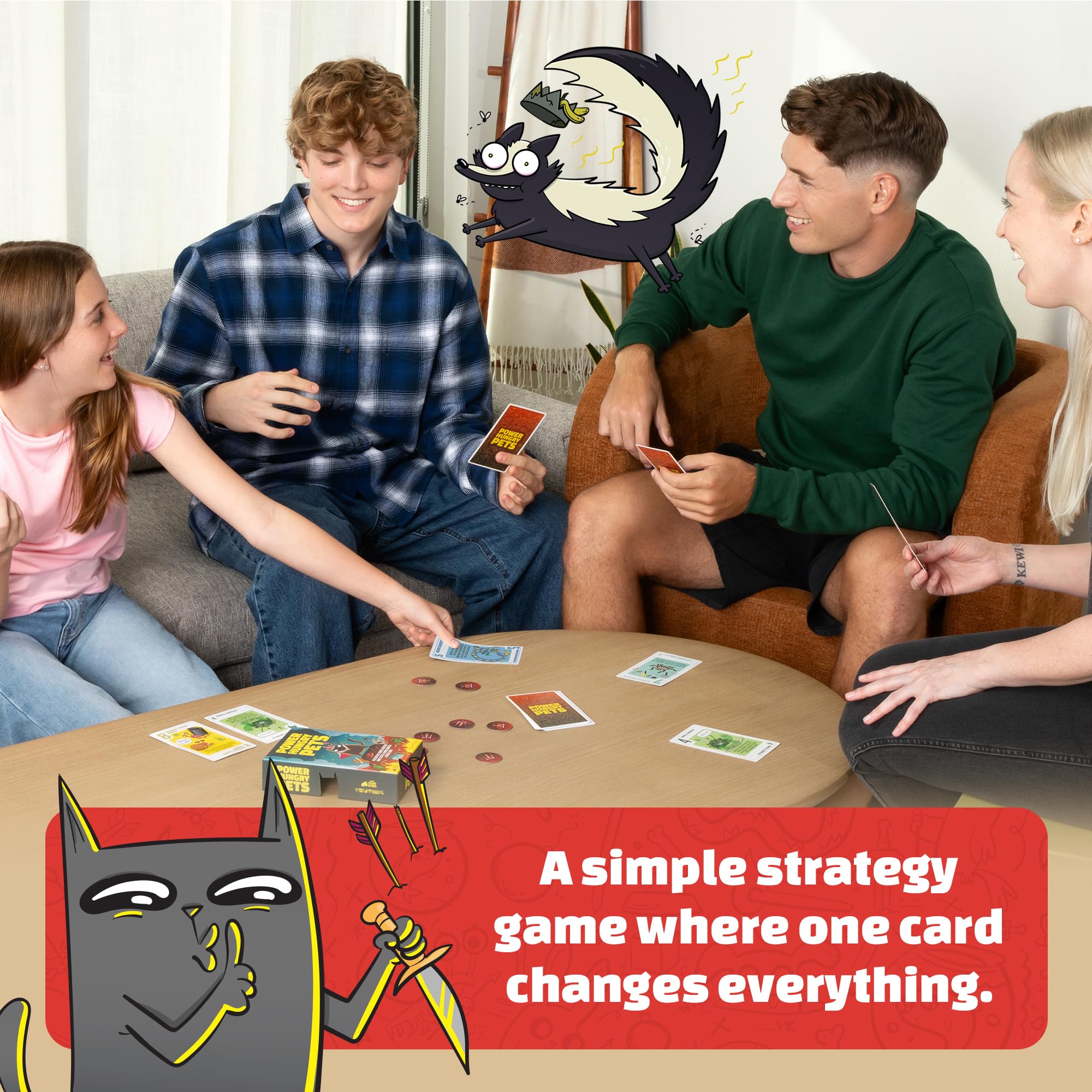 Token pile for Exploding Kittens Power Hungry Pets signaling round momentum
