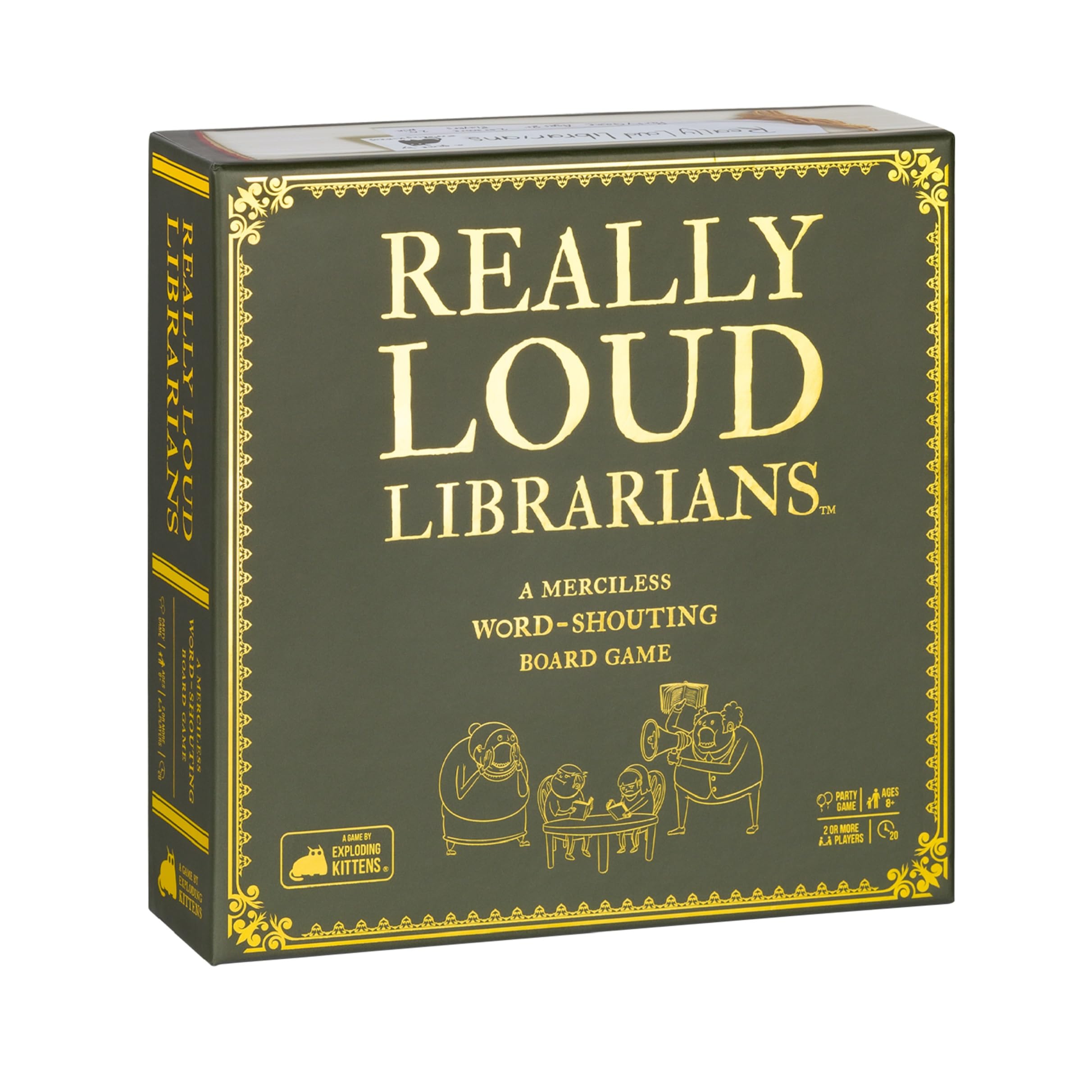 Exploding Kittens Really Loud Librarians board and racing track for fast word play.