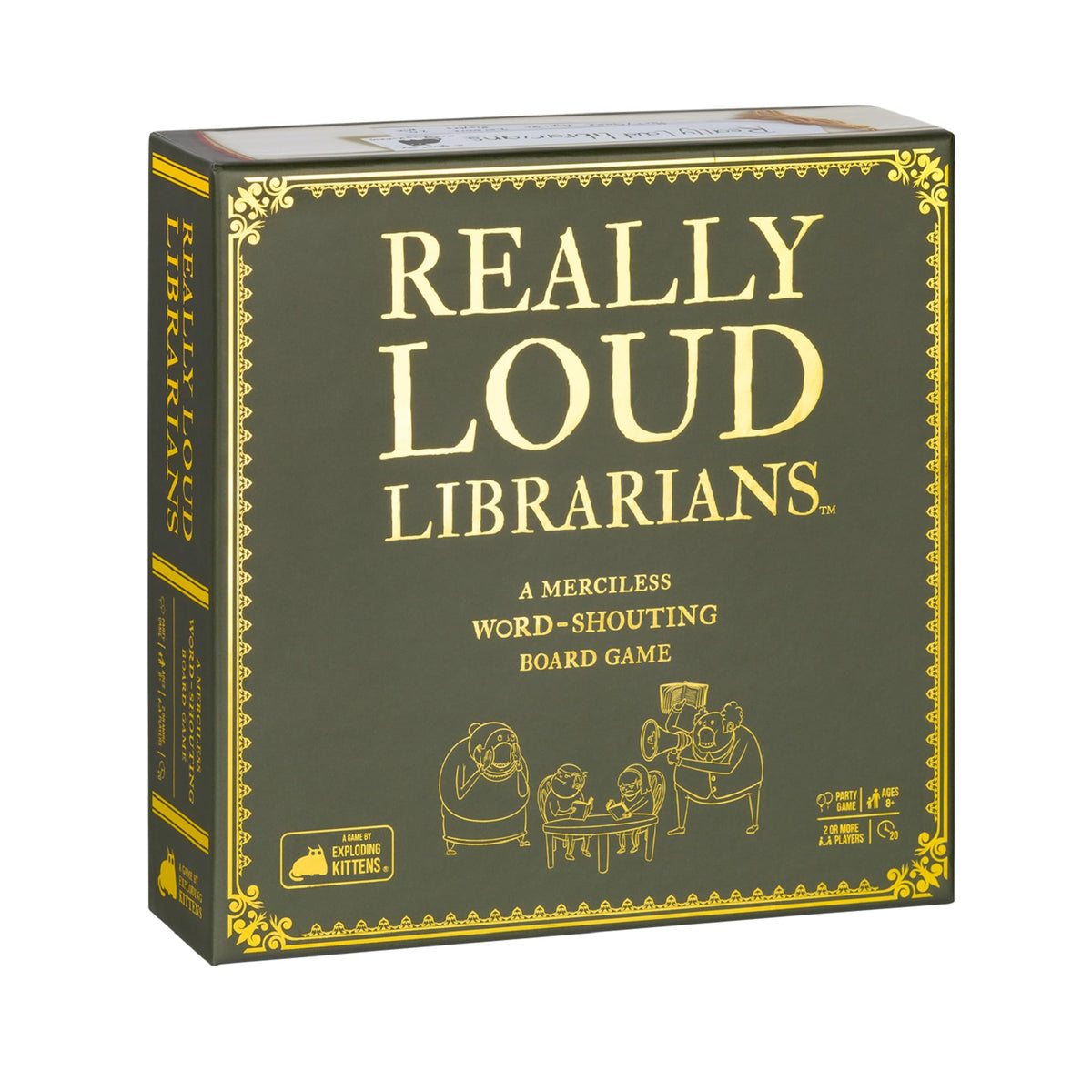 Exploding Kittens Really Loud Librarians board and racing track for fast word play.