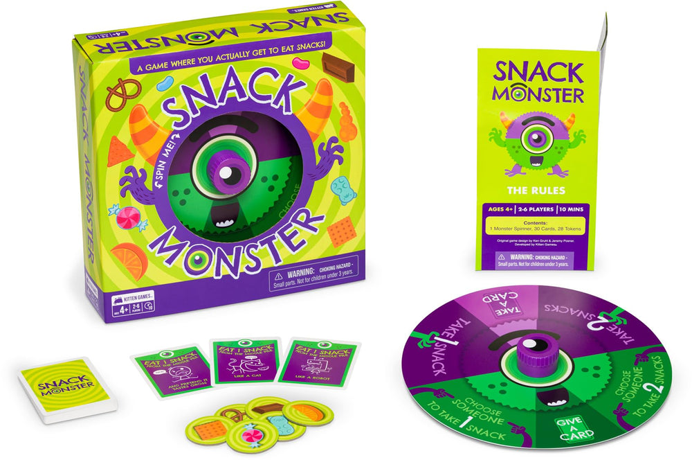 Exploding Kittens Snack Monster family play scene, perfect for kid-friendly game nights.