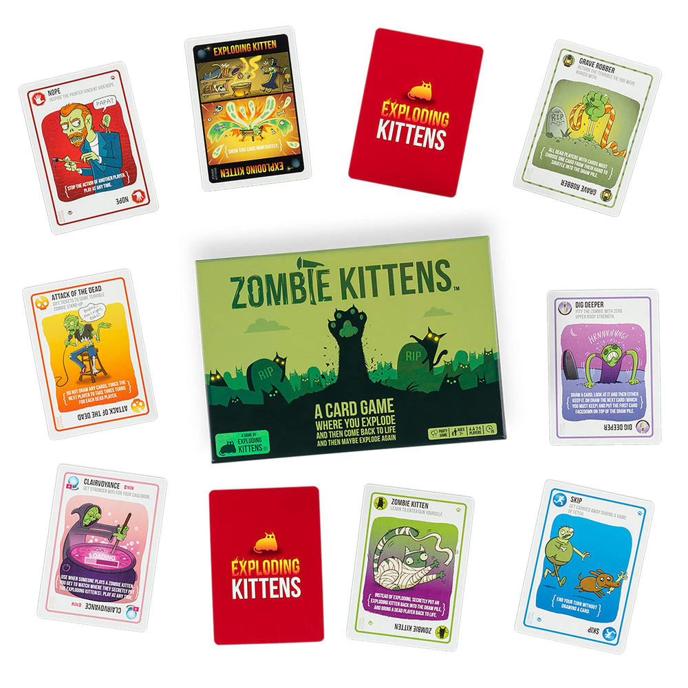 Exploding Kittens Zombie Kittens supports 2-5 players for quick play.