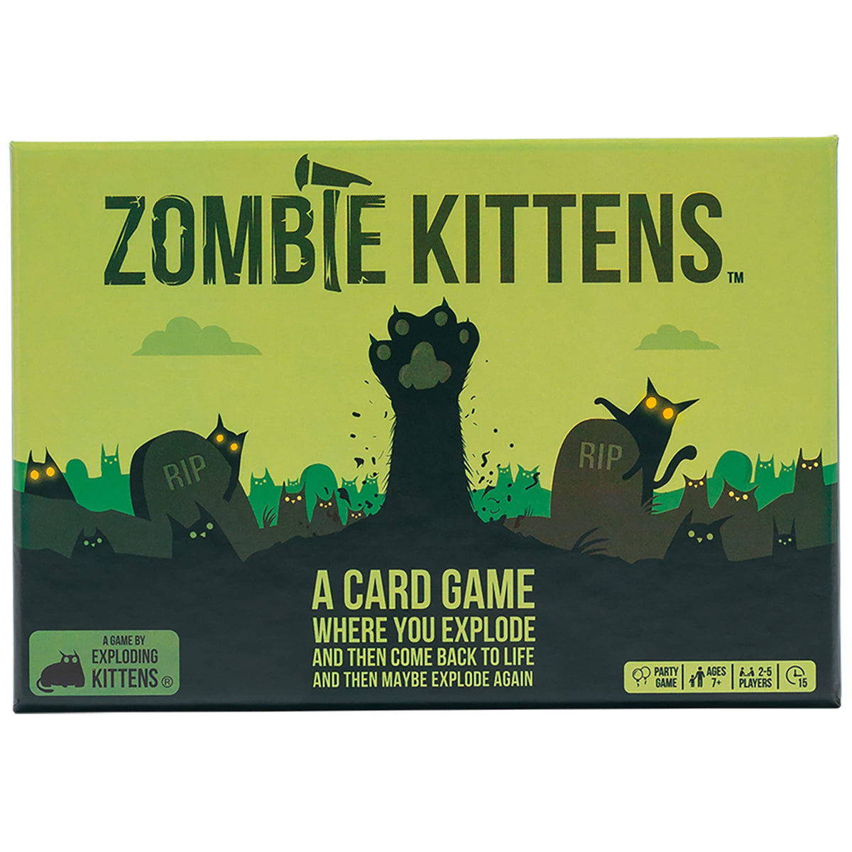 Exploding Kittens Zombie Kittens card game box, perfect for family game nights.