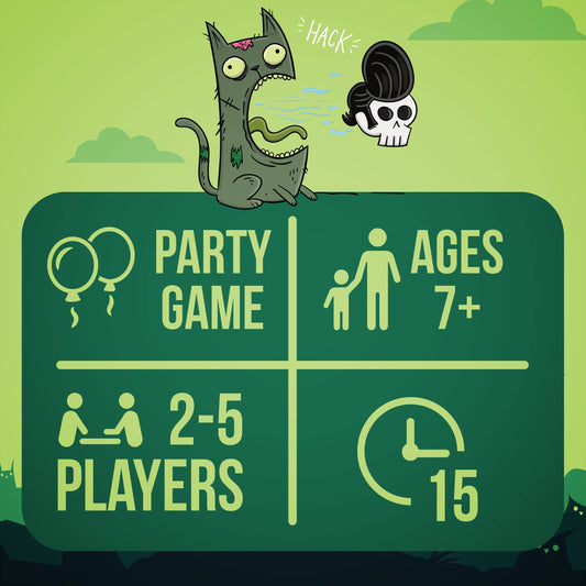Exploding Kittens Zombie Kittens cards showcase bold color for party games.