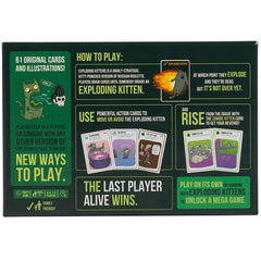 Exploding Kittens Zombie Kittens travel-friendly box for on-the-go play.