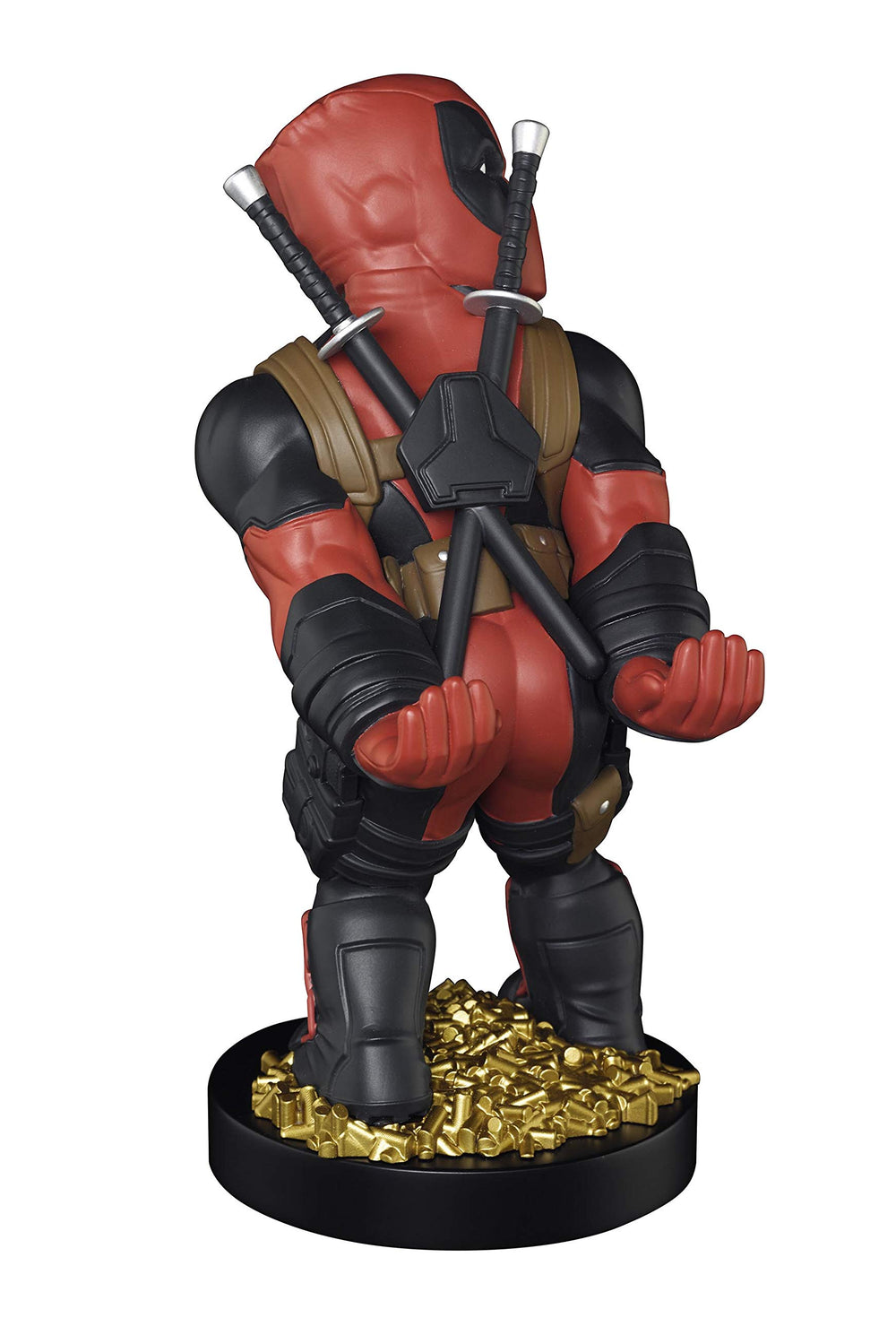 Exquisite Gaming Deadpool controller and phone holder keeps devices accessible.