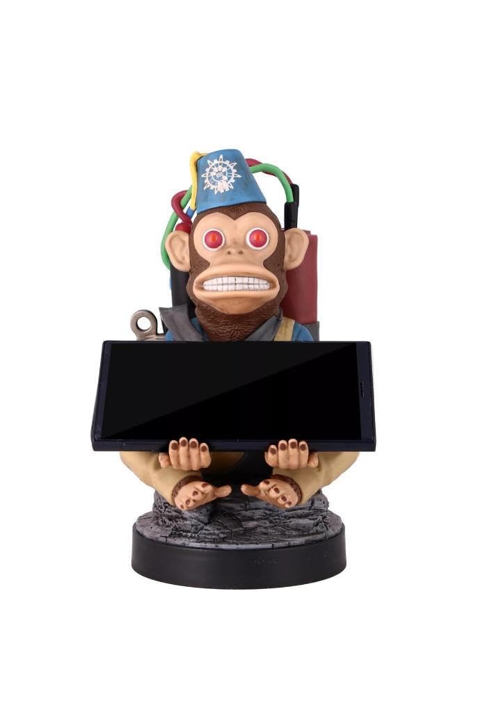 Exquisite Gaming Monkeybomb Cable Guy with PS5 DualSense controller keeps setup neat.