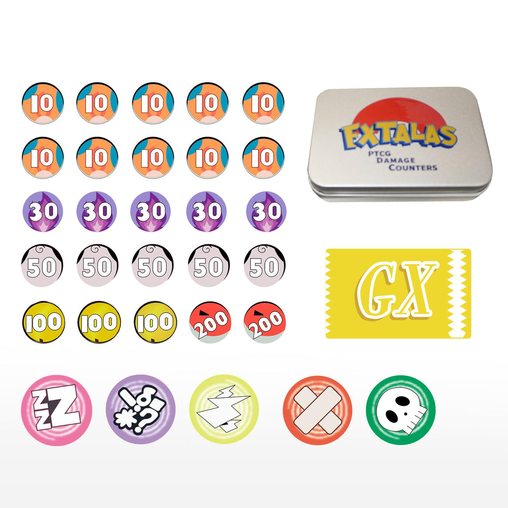 Extalas 31 acrylic tokens for damage and status tracking with premium clarity.