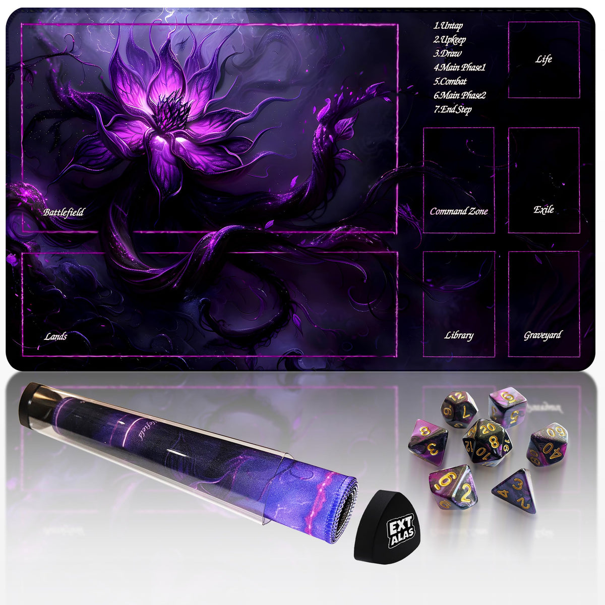 Extalas MTG Playmat 24x14-inch with vivid art for immersive battles.