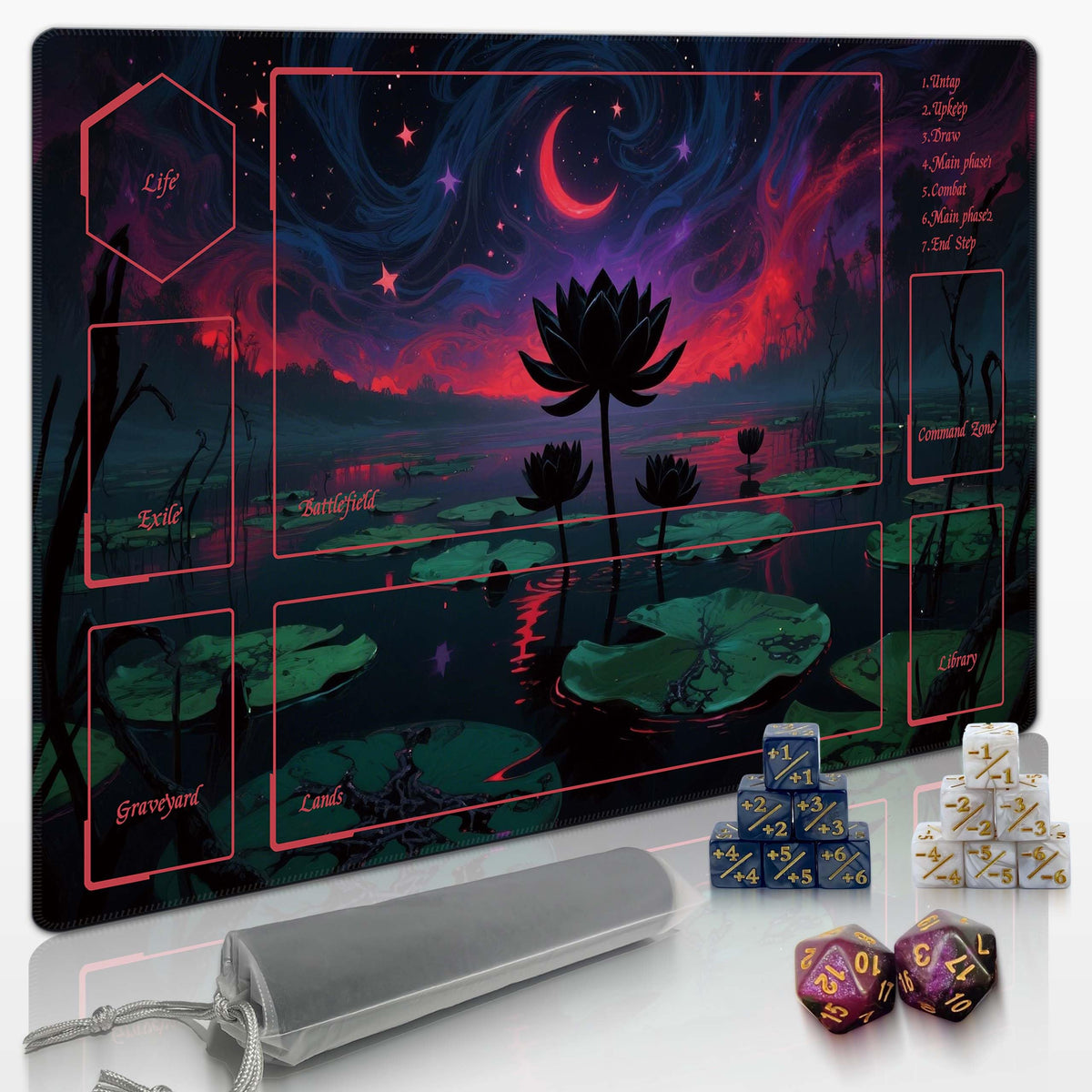 Extalas MTG playmat with edge-locking waterproof design for card protection during battles