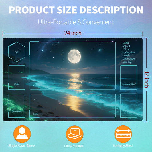 Extalas MTG Playmat Moonlit Coast non-slip base keeps cards steady during fast-paced duels