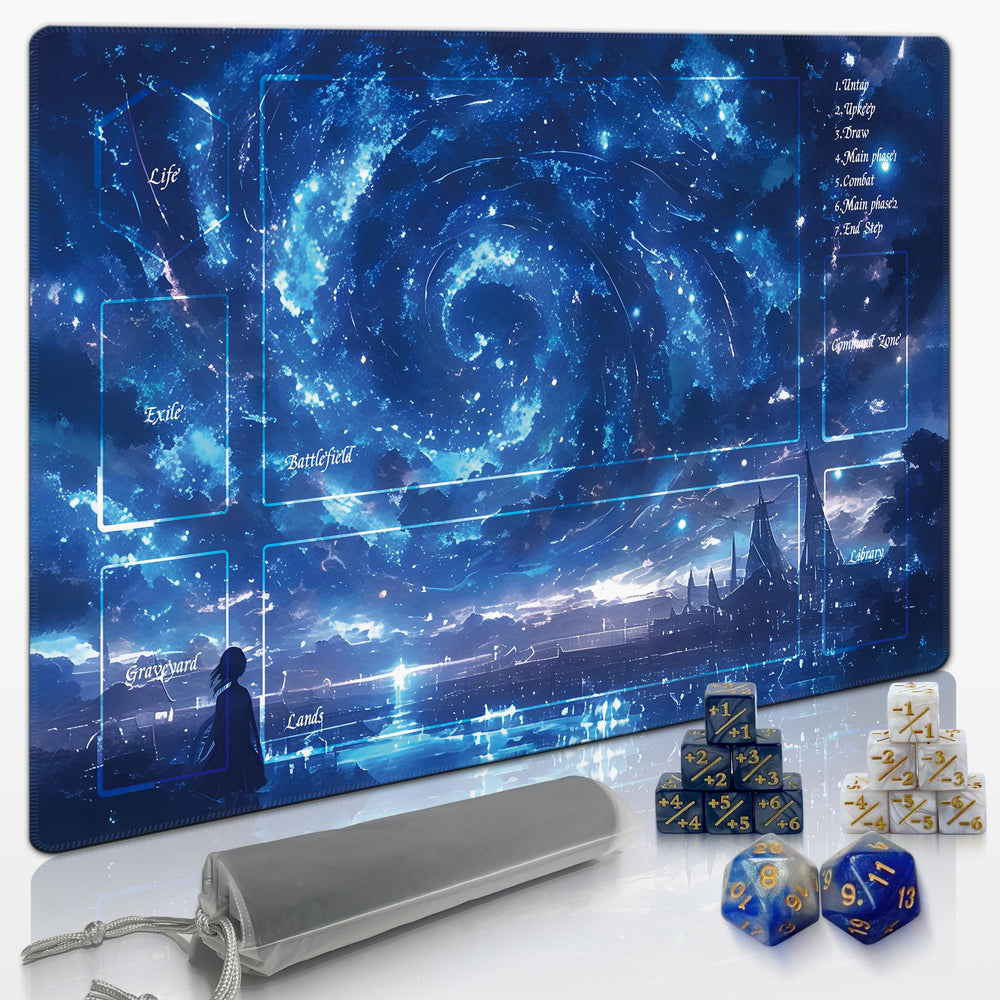 Extalas MTG Playmat Starry Sky full view with edge-locking surface for durable battles.