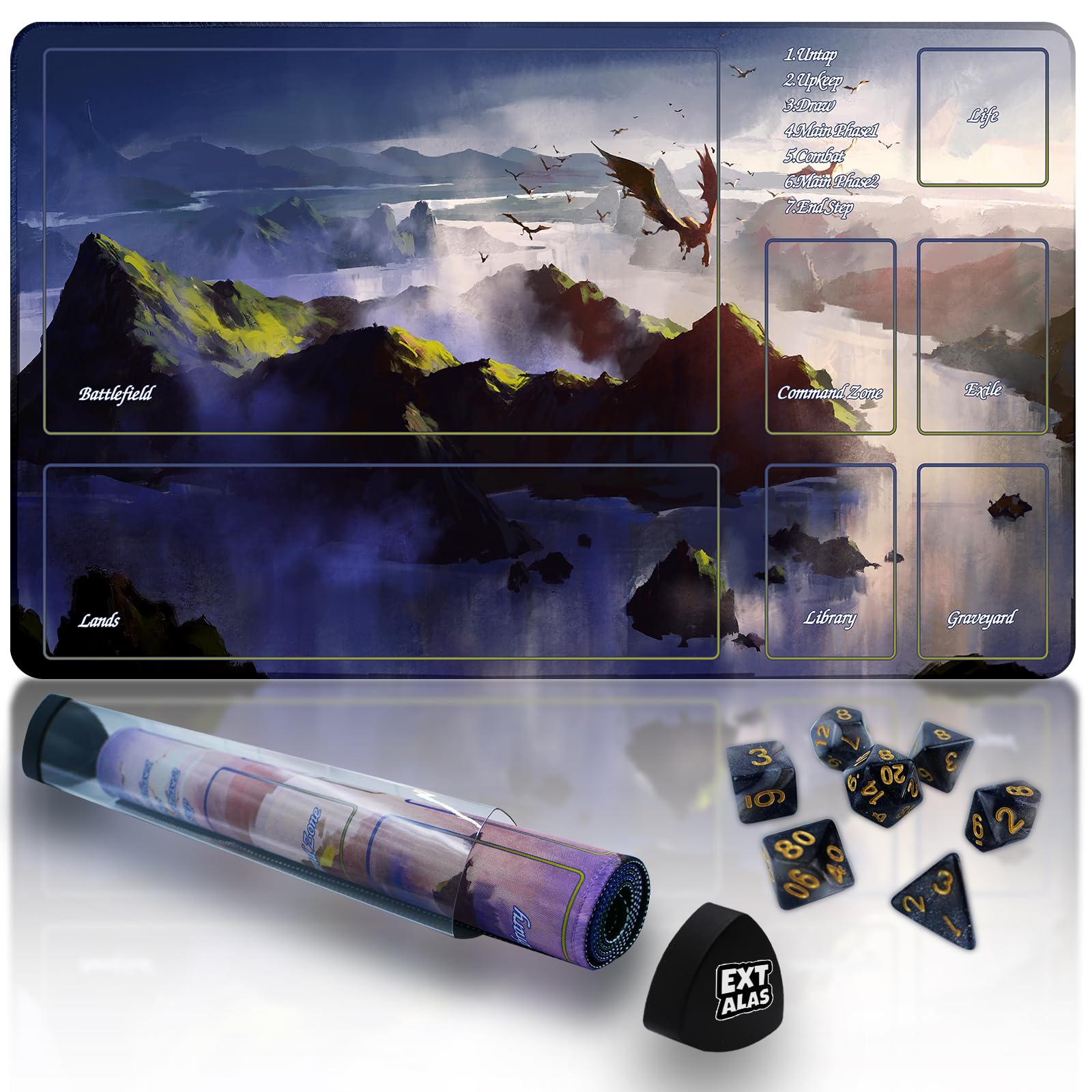 Extalas MTG Playmat surface detail highlights vivid artwork for immersive battles.