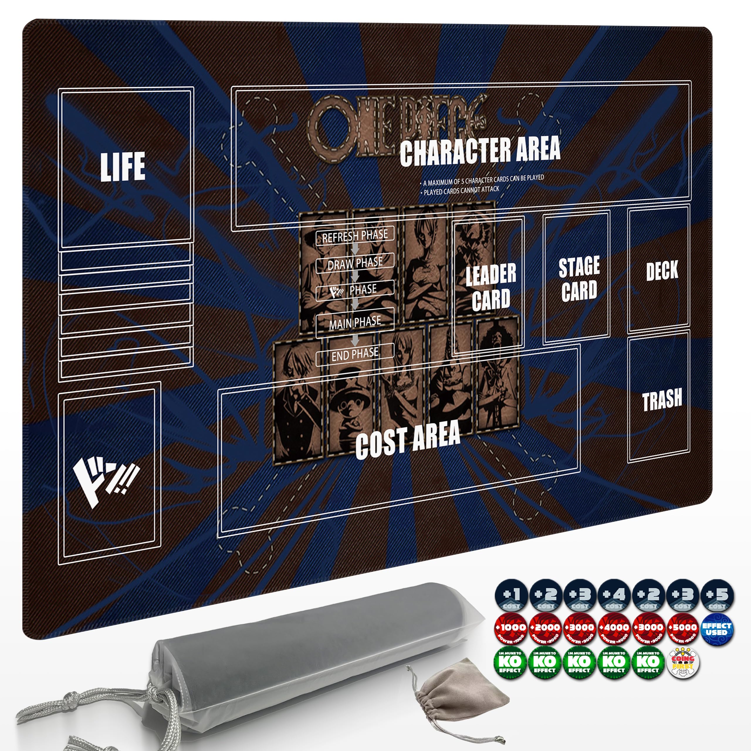 Extalas One Piece Playmat with non-slip surface for steady solo gameplay