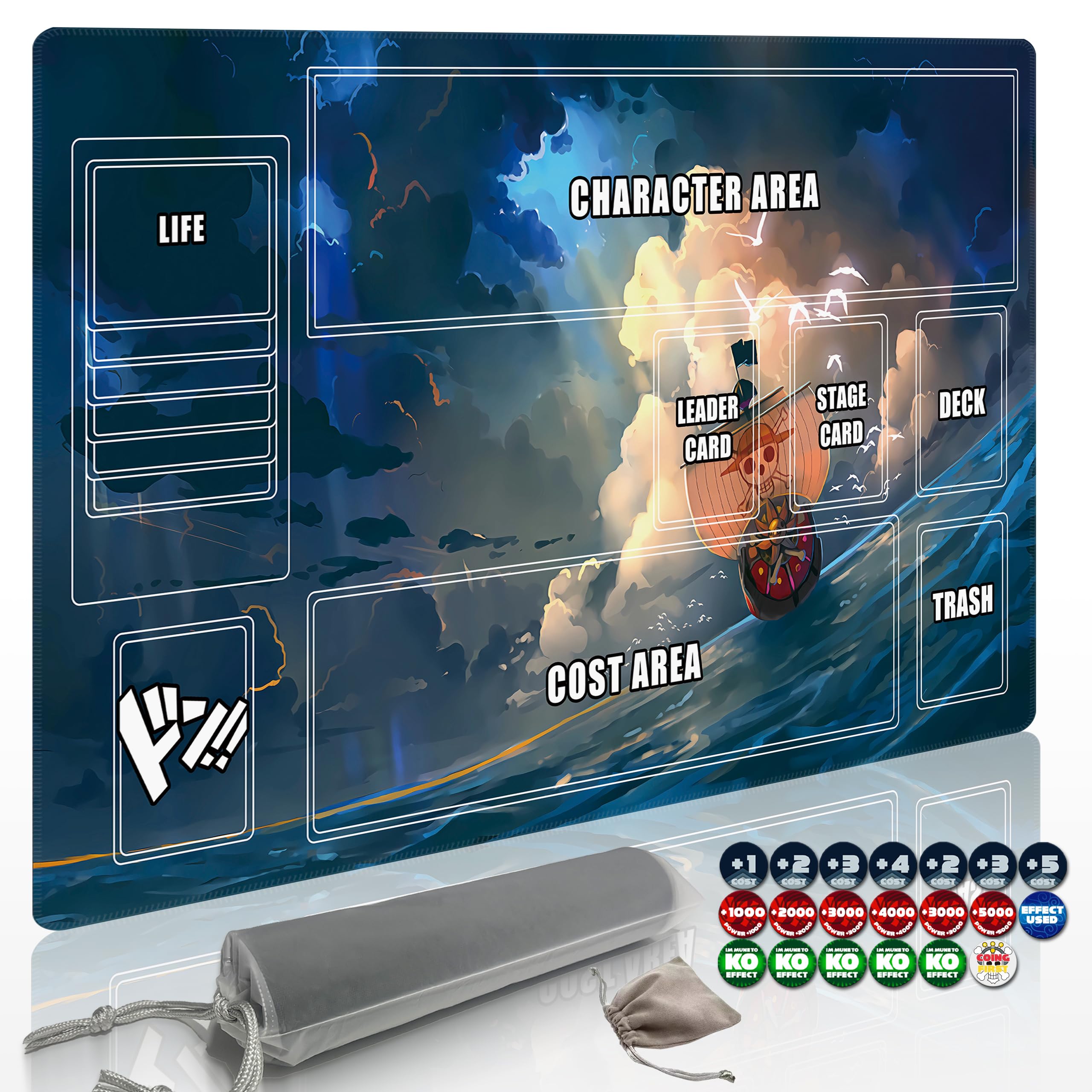 Extalas One Piece Playmat card setup for solo practice