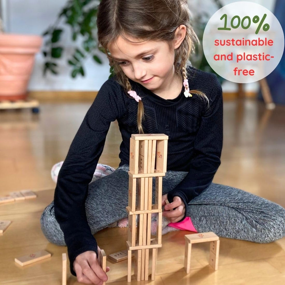 Extasticks beechwood domino tiles with bold numbers for durable play.