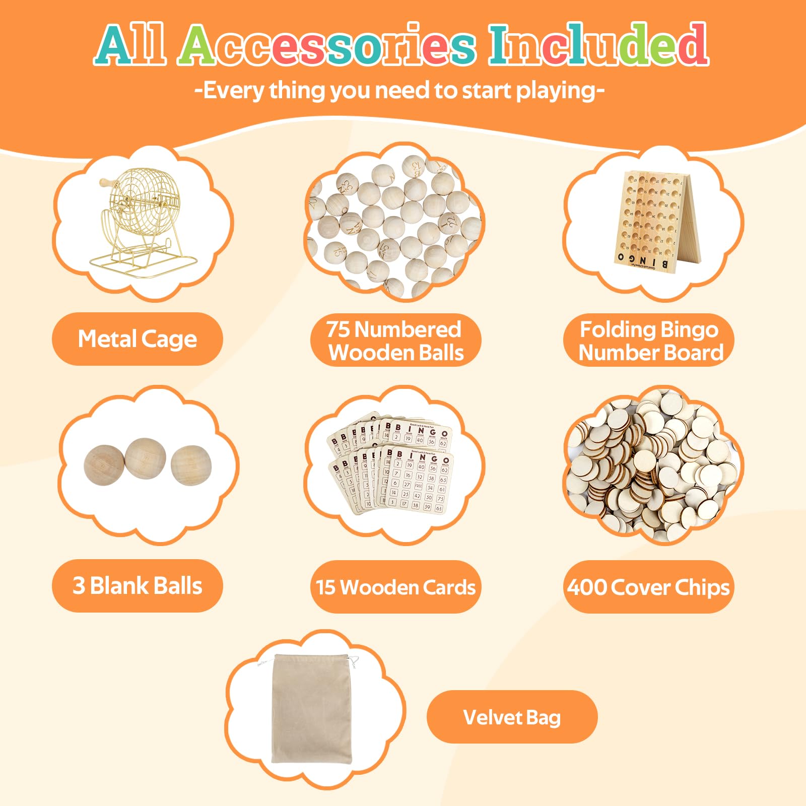 Extguds wooden bingo cards with clear printing for repeated use.
