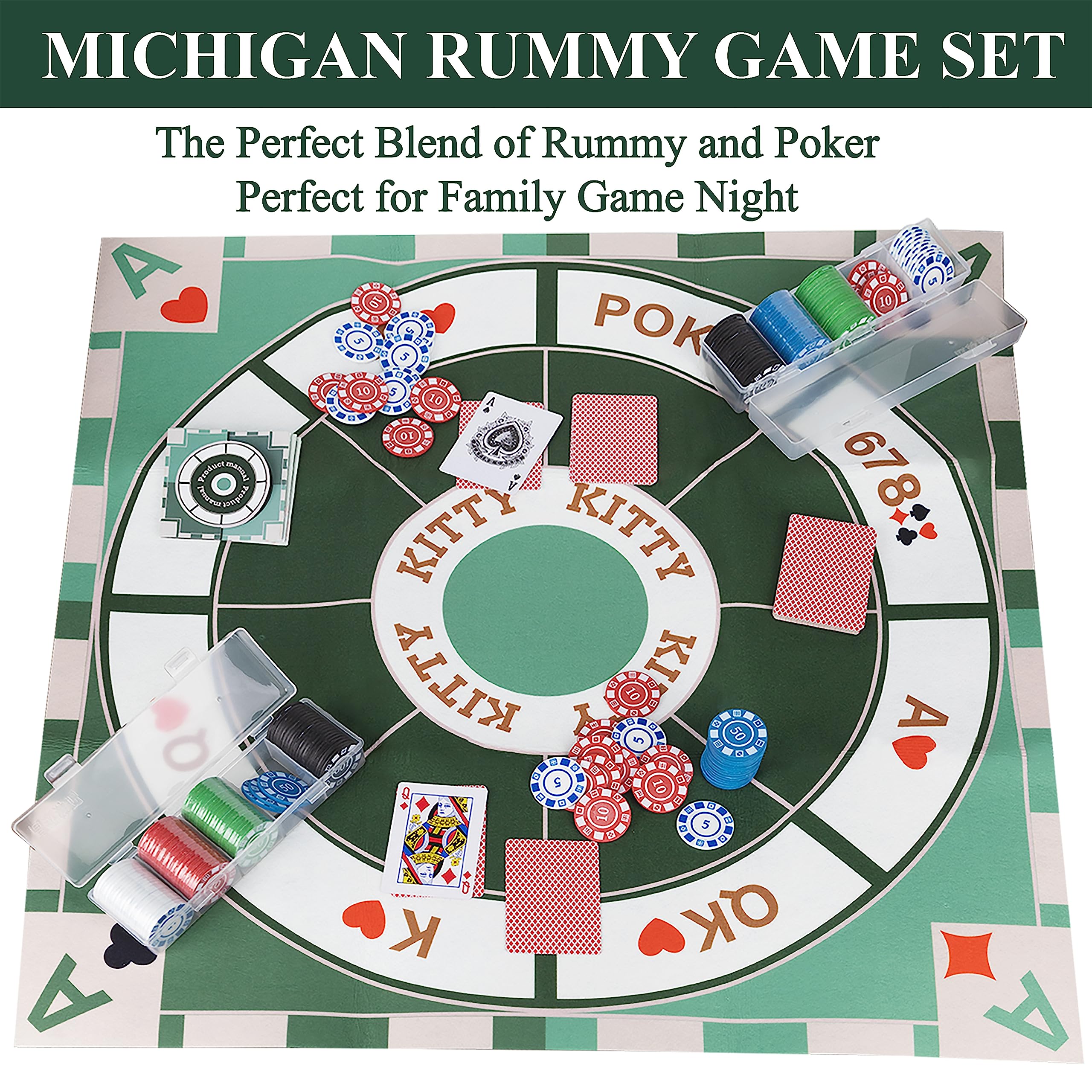 Extguds two chip boxes with 200 pieces in five denominations support varied bets.