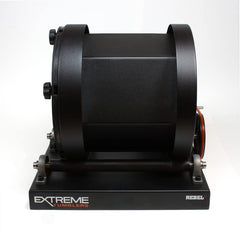 Extreme Tumblers Rebel 17 base and motor view emphasizing heavy-duty sealed bearings and stable stand.
