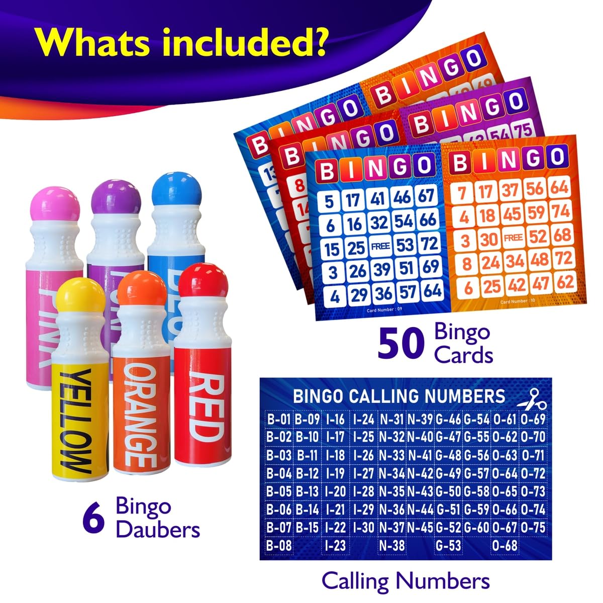 EXTRIC Bingo Game cards with bright designs for easy number tracking.