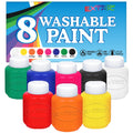 EXTRIC Washable Paint eight colors bottles show vibrant pigments for easy cleanup after playtime