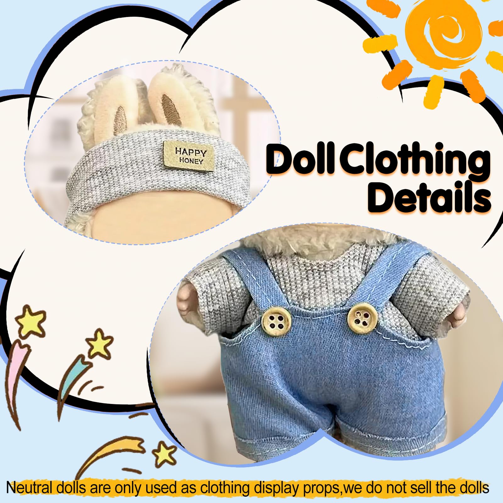 Eyancotoi 17cm doll suspenders pants secure a cute, ready-to-wear look