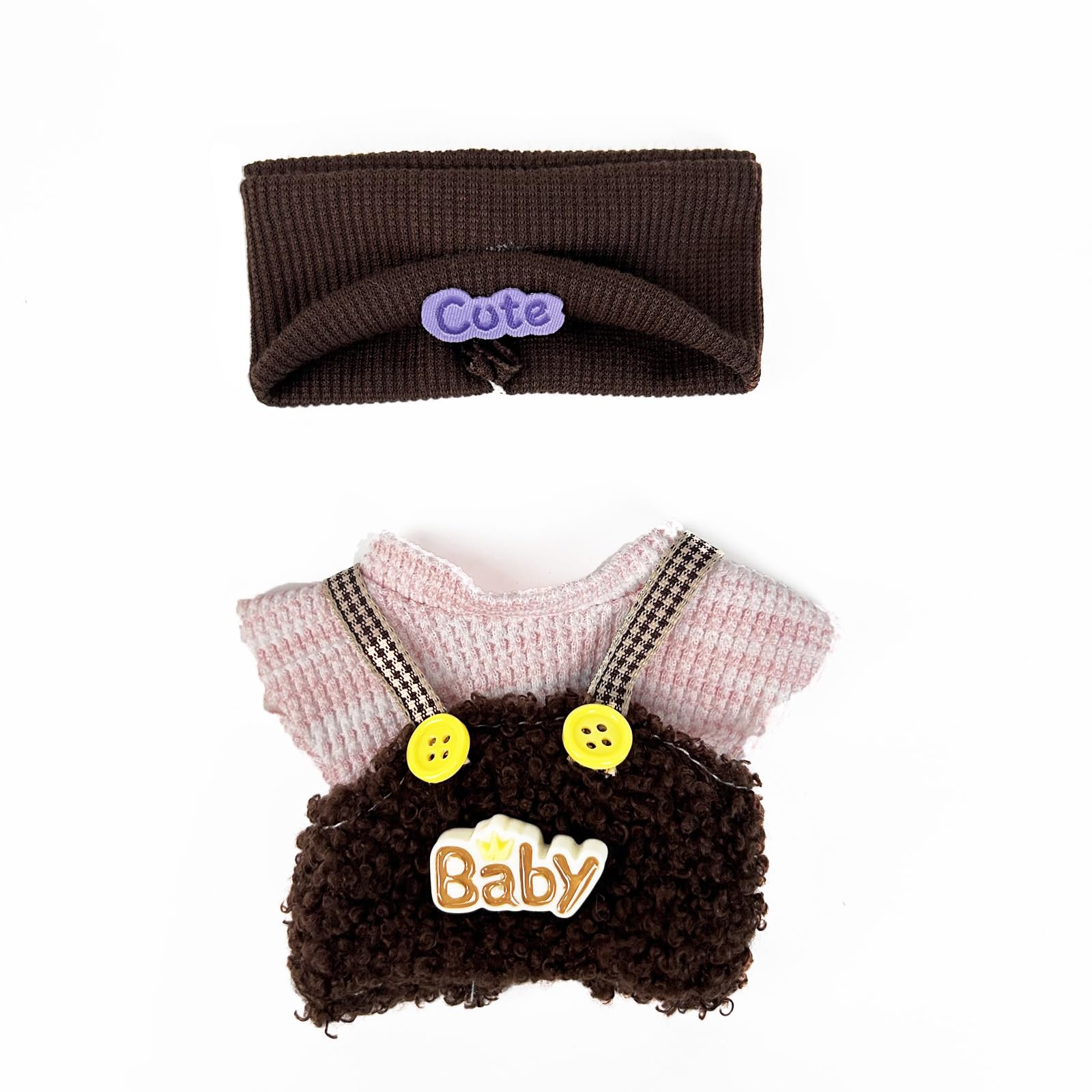 Eyancotoi 17 cm doll clothes set with hat and top, suspenders, and pants for versatile play.