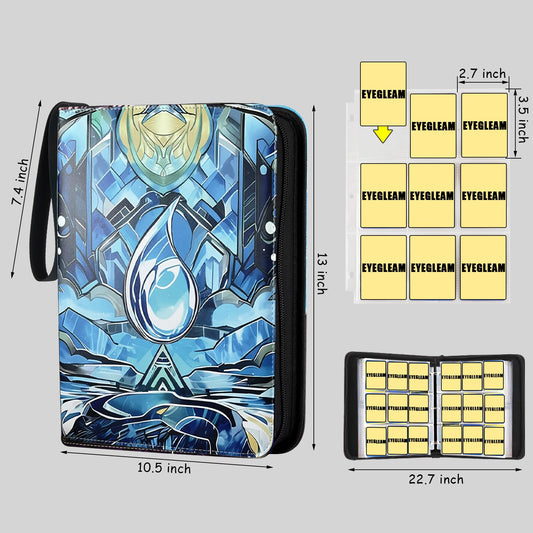 Blue EYEGLEAM binder opened to reveal 40 pages and ample storage