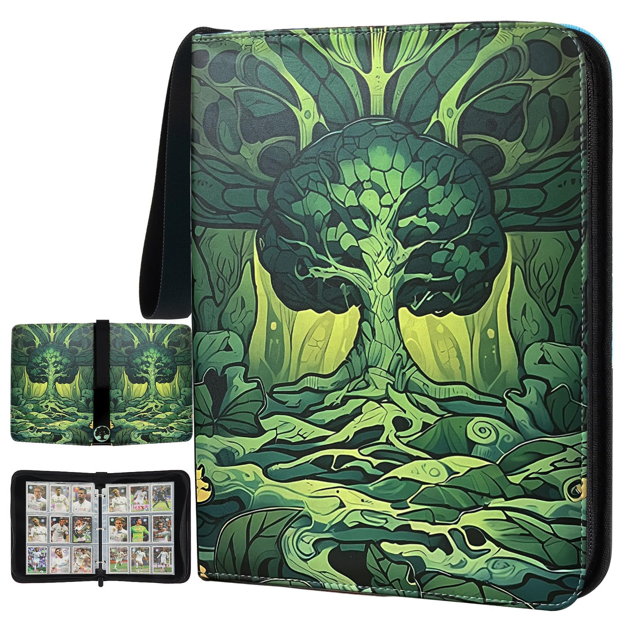 EYEGLEAM card binder front cover in green for stylish MTG/TCG card storage