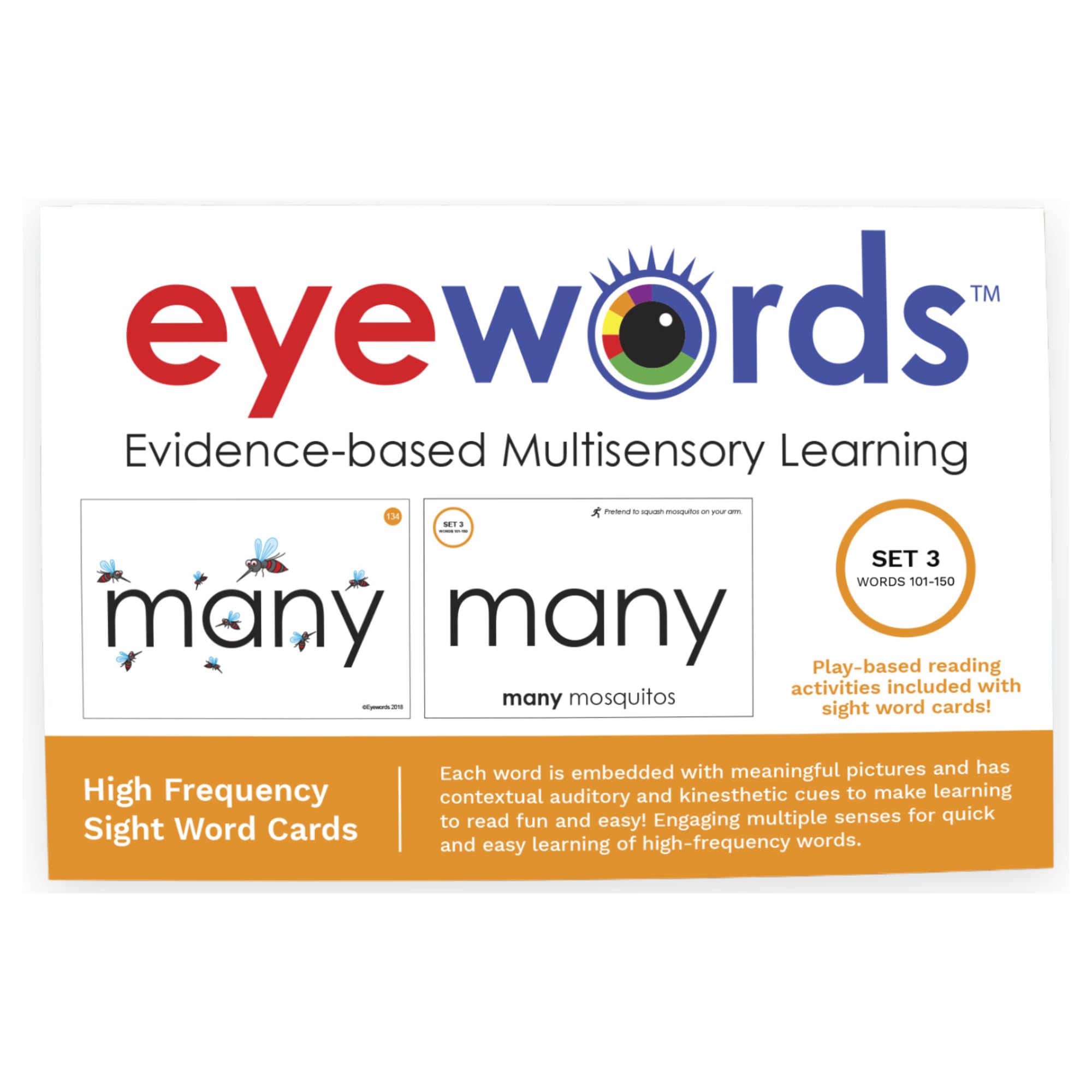 Eyewords Set 3 picture-front visuals support multisensory learning and word recognition.