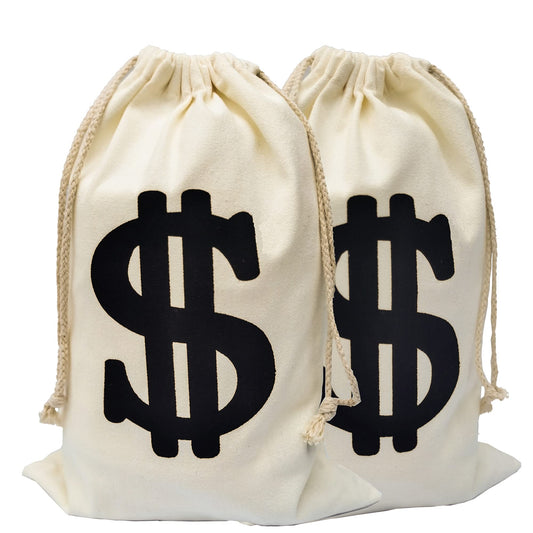 Eyllaaoo 2-pack money bags with drawstring closure for secure, reusable gifting and play.