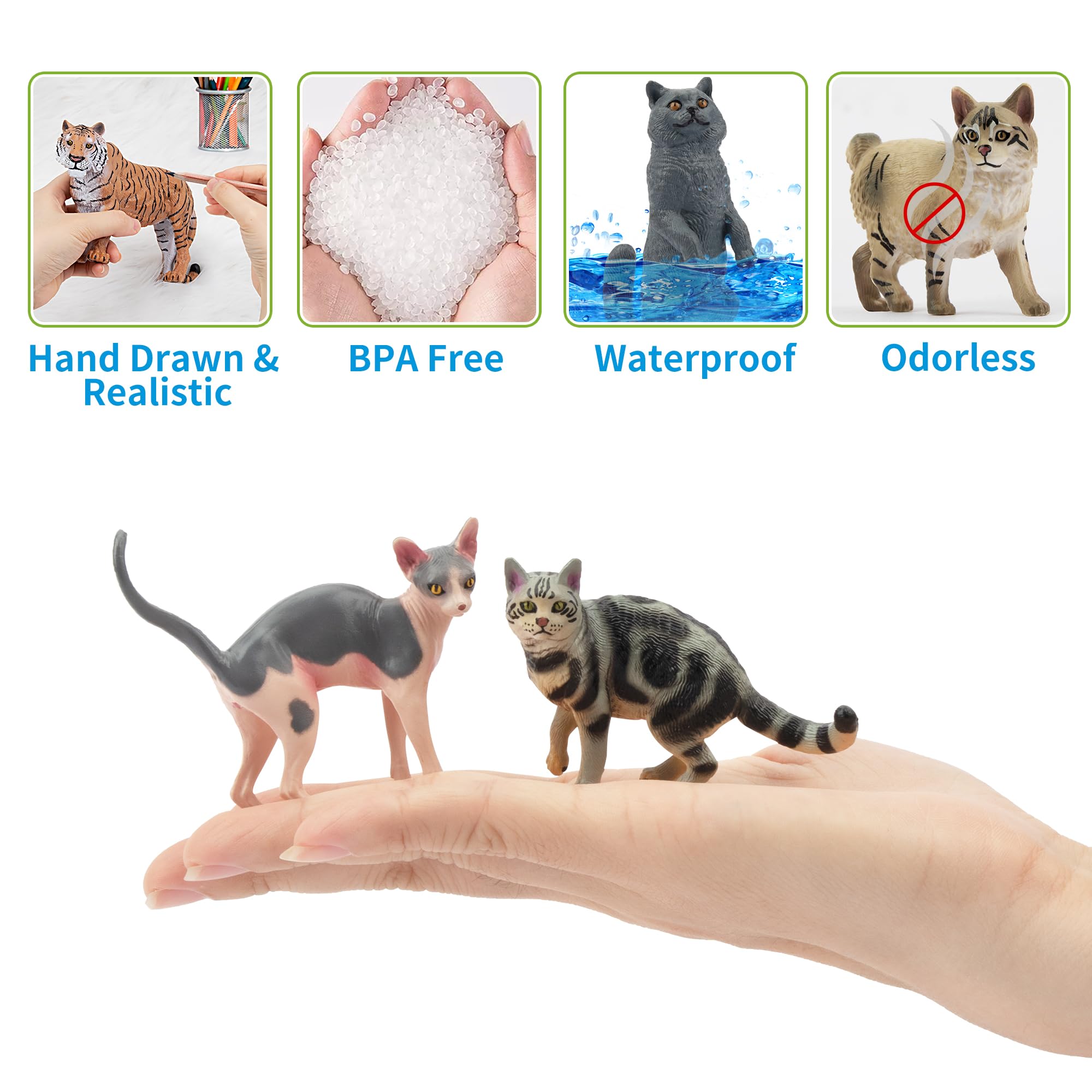 EYSCOTA American Shorthair cat figurine with realistic details for crafts.