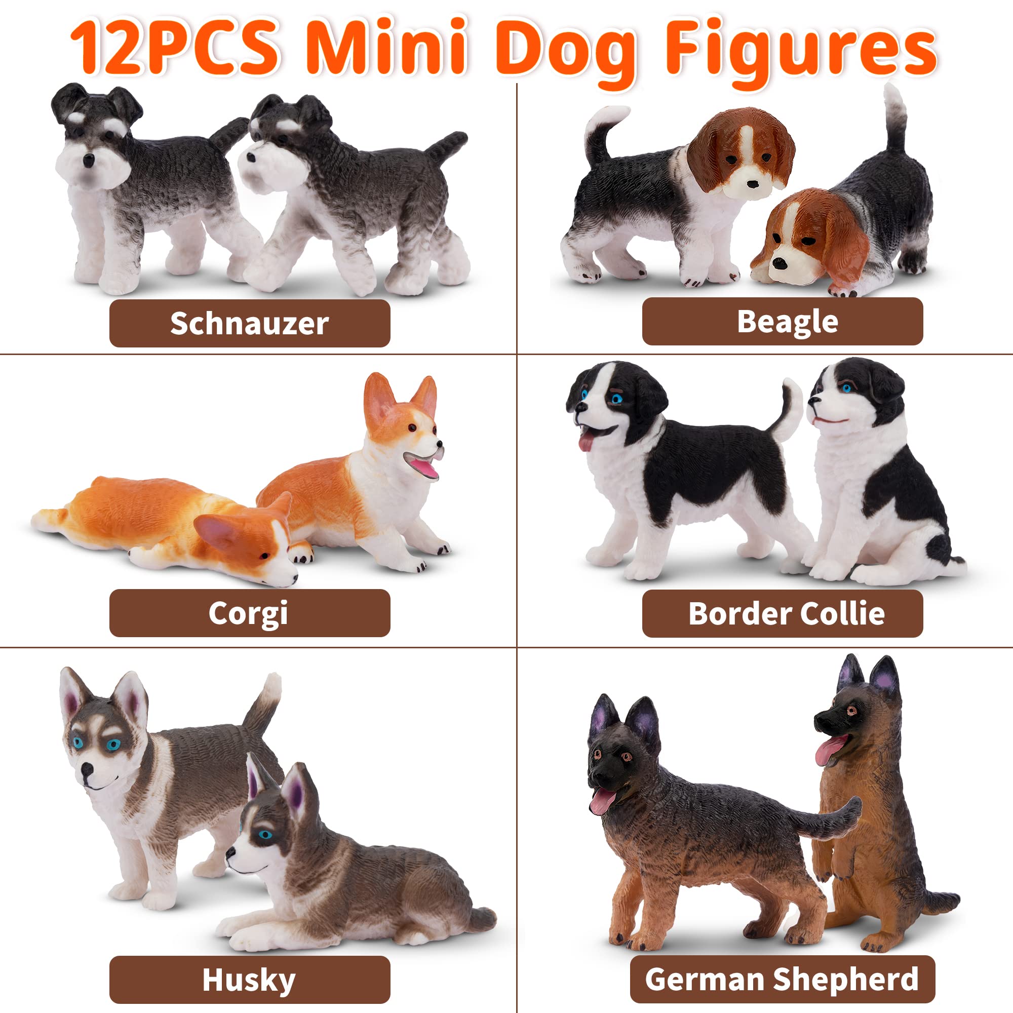 EYSCOTA border collie figurines in dynamic poses for educational crafts