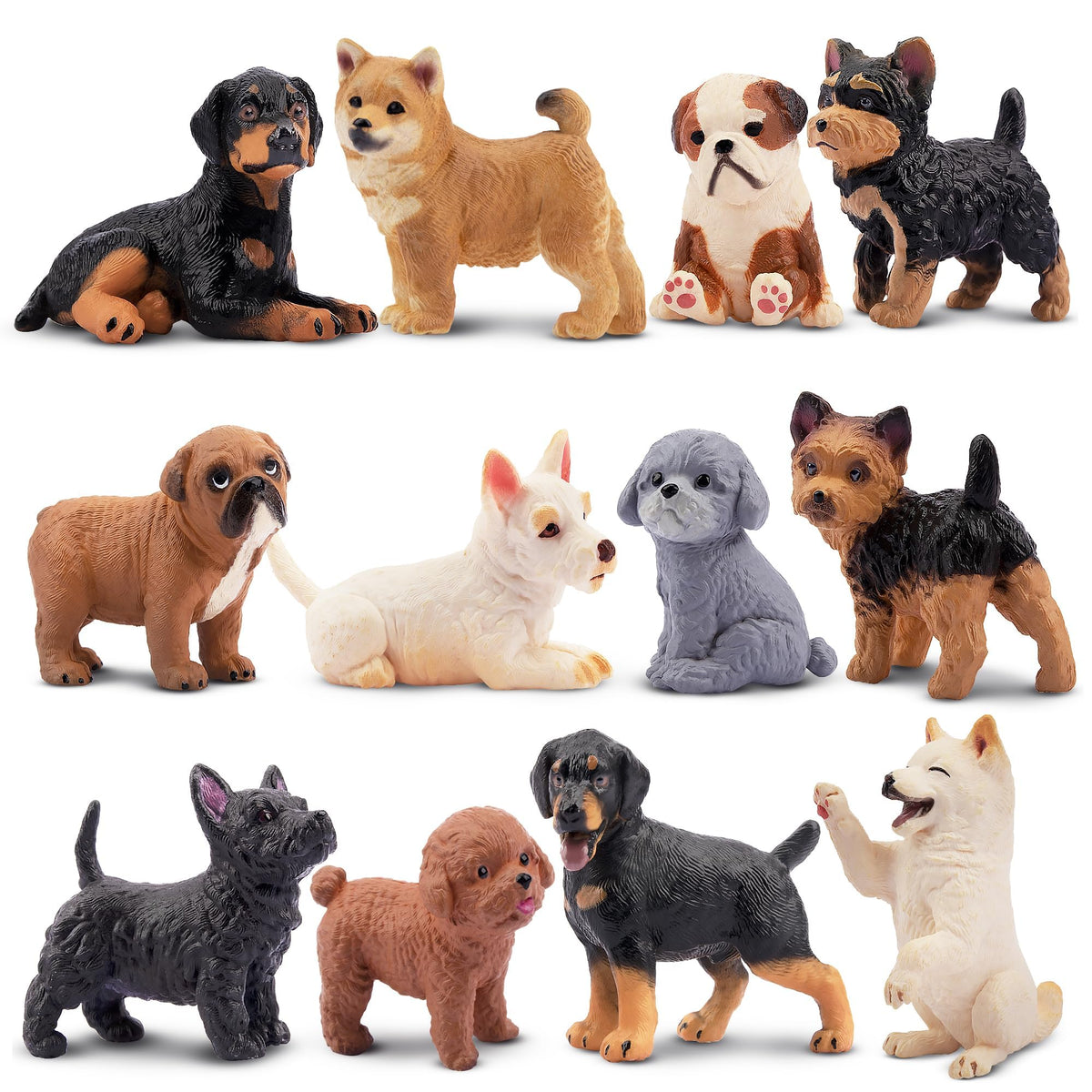 EYSCOTA dog figurines Bulldog pair for imaginative play and cake toppers