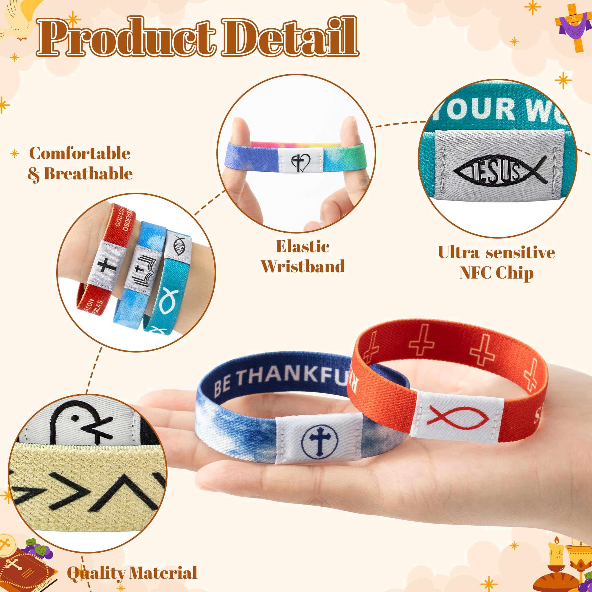 EYxsaxenk NFC Bible Verse Bracelet blue skies design suits casual wear and uplifting moments.