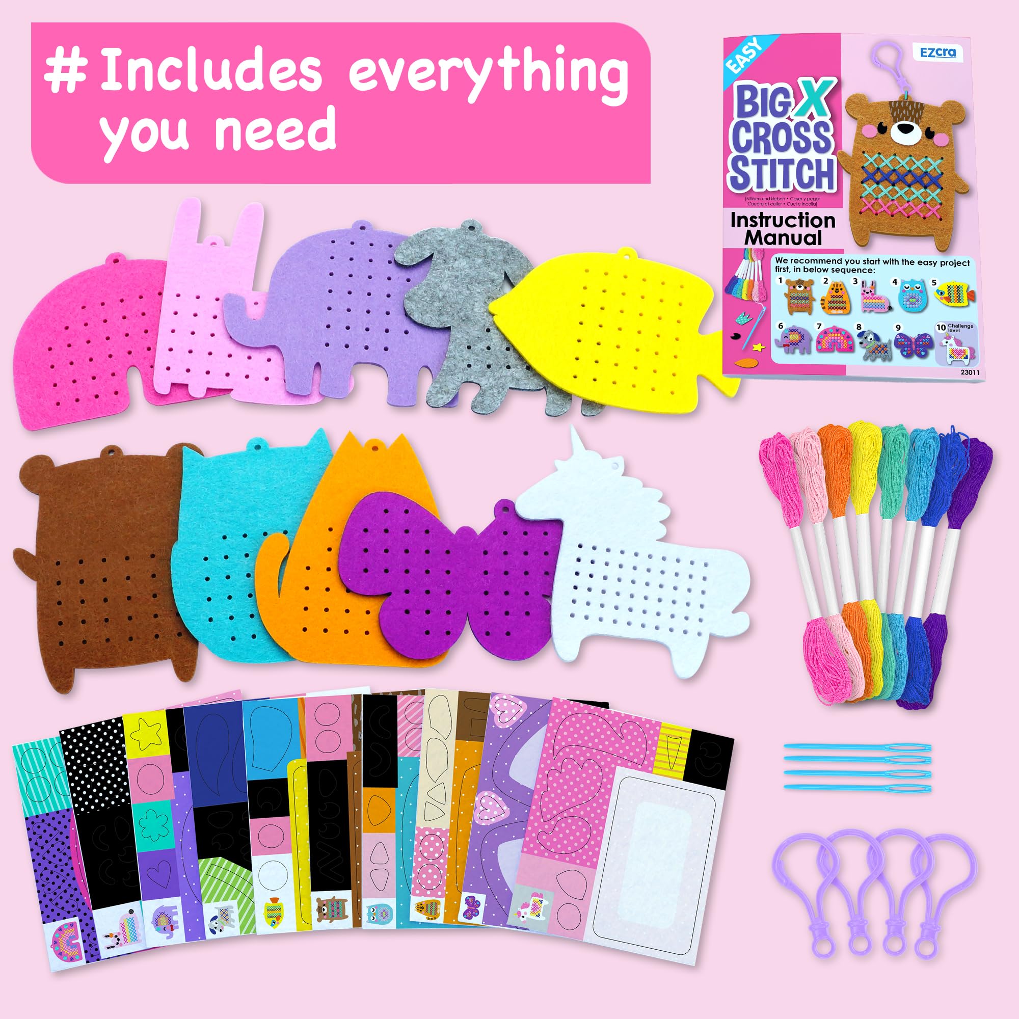 EZCRA kit with pre-printed patterns for simple cross stitch learning