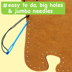 EZCRA pre-cut shapes and punched holes simplify sewing for new learners