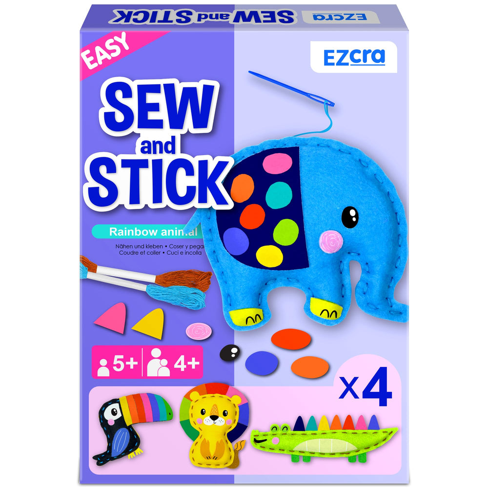 EZCRA Safari Elephant No-Mess sewing kit helps kids practice safe, beginner sewing.