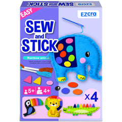 EZCRA Safari Elephant No-Mess sewing kit helps kids practice safe, beginner sewing.