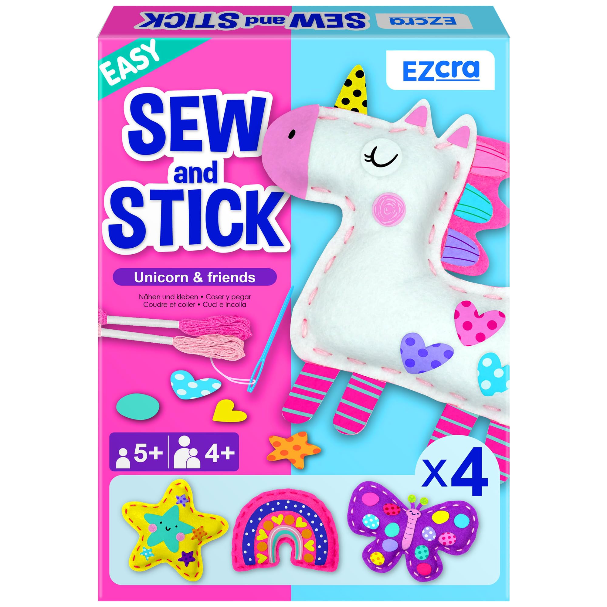 EZCRA Unicorn Sewing Kit for Kids—beginner-friendly unicorn project setup for arts and crafts.
