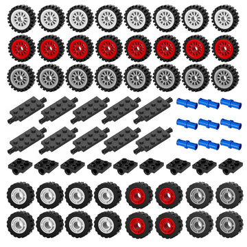 EzeepoNewma wheels and axles kit with 98 pieces for LEGO-compatible vehicle builds at home.