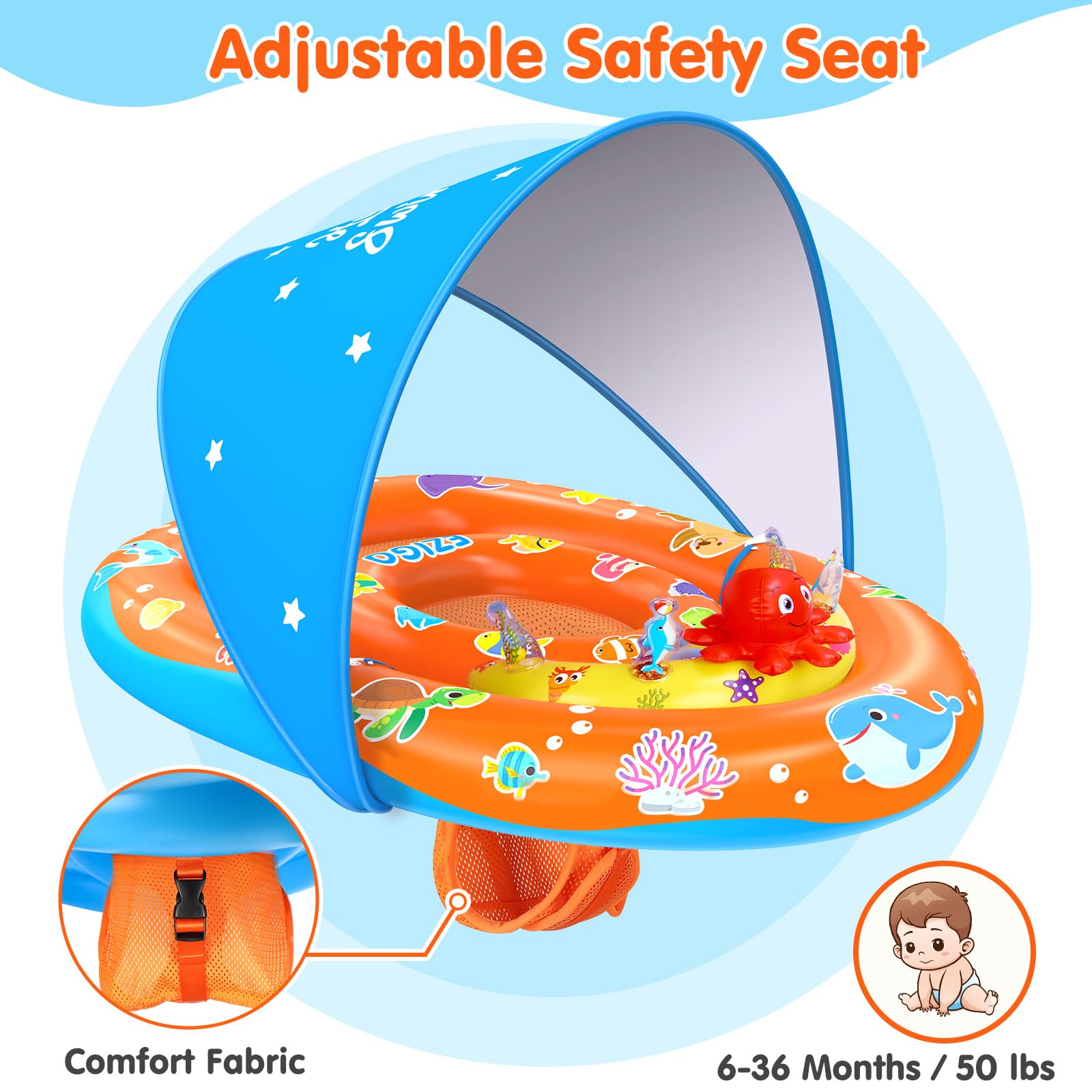 EZIGO adjustable safety seat provides ergonomic support during swimming