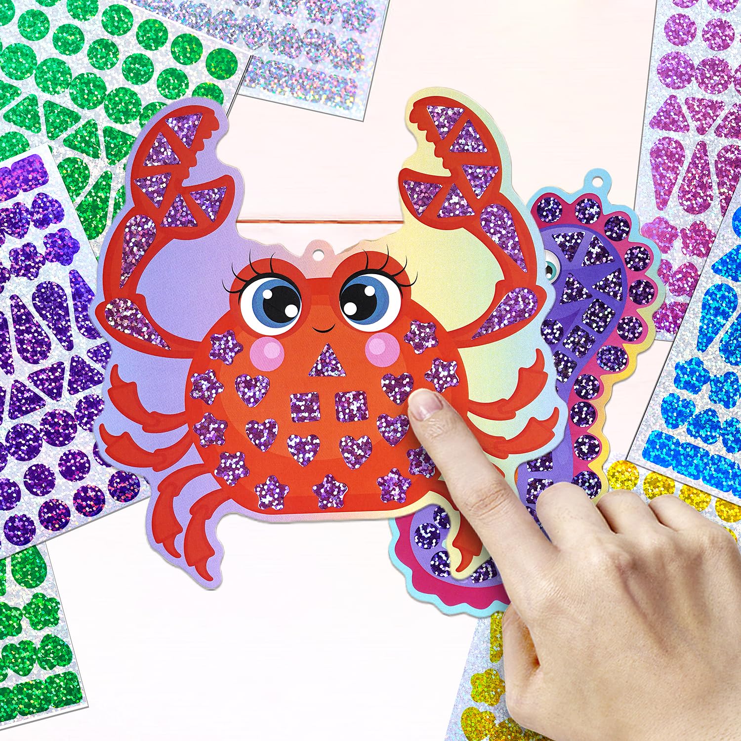 EZKITS4KIDZ shiny stickers brighten mosaics with holographic effects