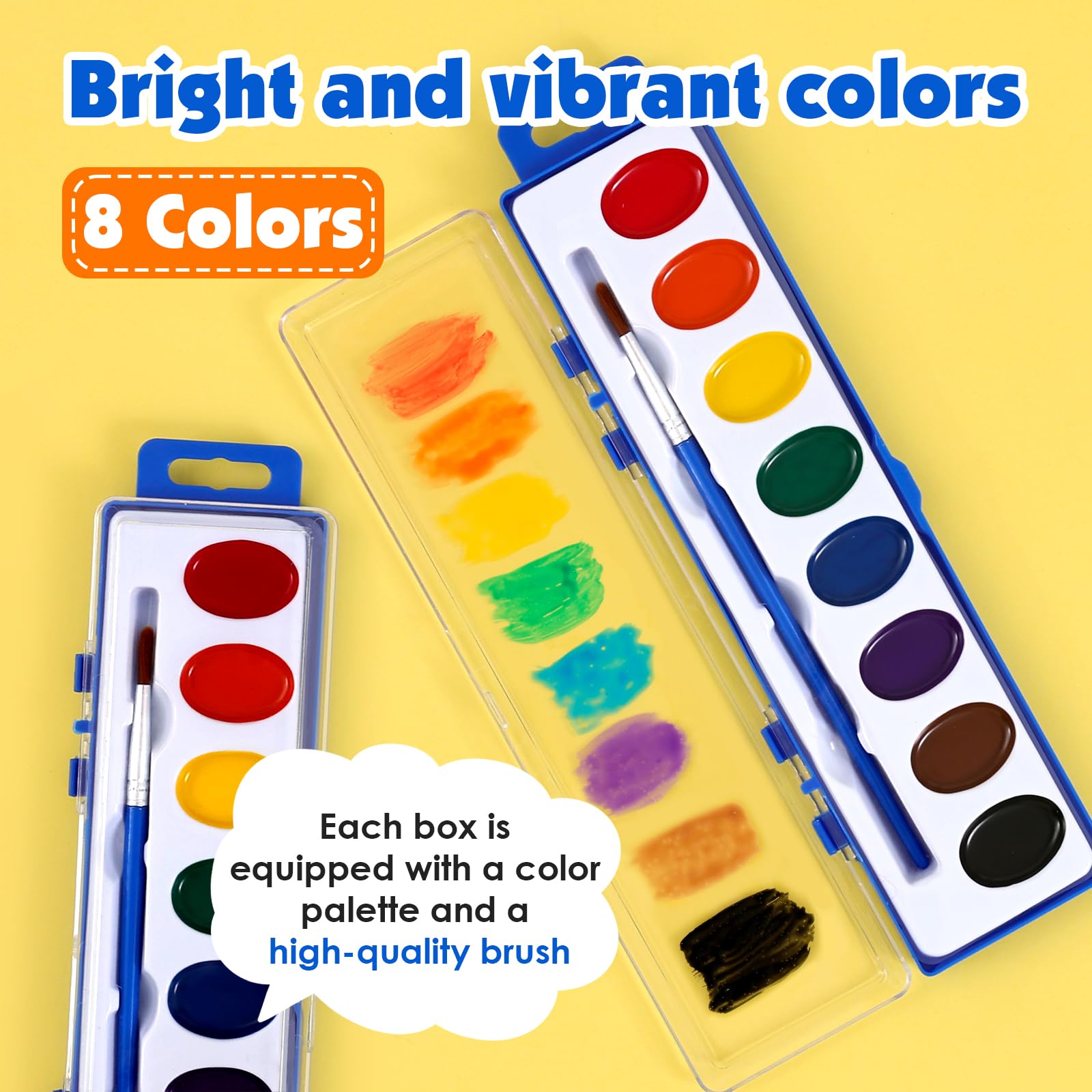 EZLYFF bright colors watercolor palette and transparent mixing tray for easy blending.