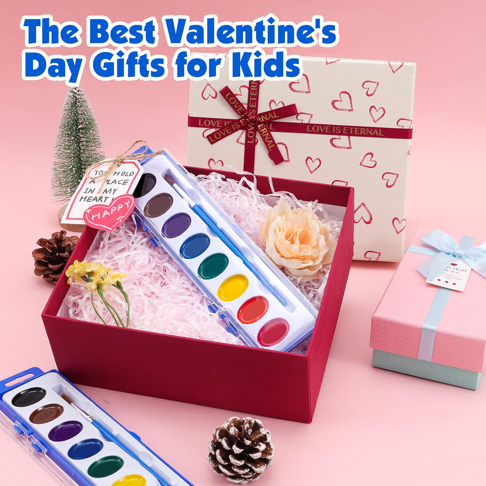 EZLYFF washable watercolors for kids with included brush, easy cleanup.