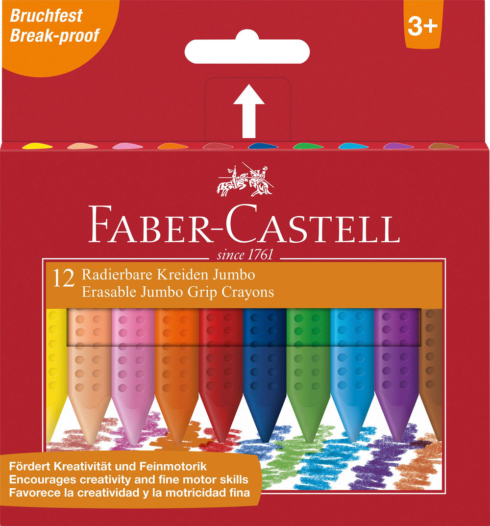 Faber-Castell Jumbo Grip Crayons front view showing vibrant colors for kids' coloring